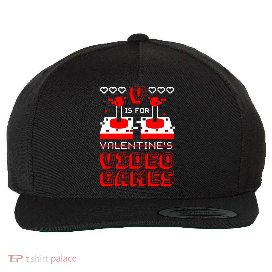V Is For Valentine's Day Funny Video Game Gamer Wool Snapback Cap
