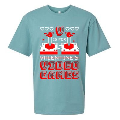 V Is For Valentine's Day Funny Video Game Gamer Sueded Cloud Jersey T-Shirt