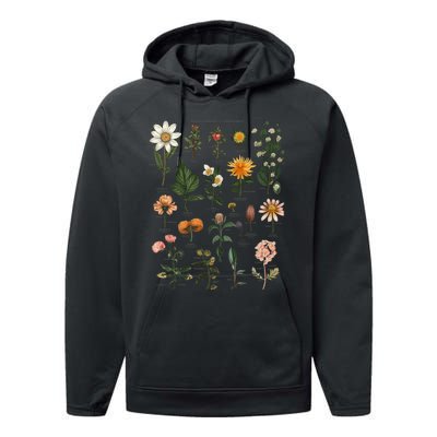 Vintage Inspired Flower Botanical Chart Tees Performance Fleece Hoodie