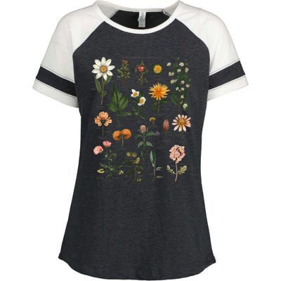 Vintage Inspired Flower Botanical Chart Tees Enza Ladies Jersey Colorblock Tee