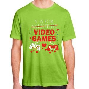 V Is For Video Games Funny Valentines Day Gamer Gift Adult ChromaSoft Performance T-Shirt