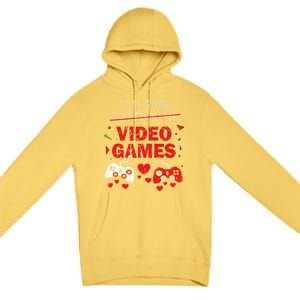 V Is For Video Games Funny Valentines Day Gamer Gift Premium Pullover Hoodie