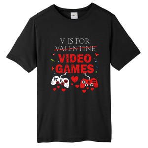 V Is For Video Games Funny Valentines Day Gamer Gift Tall Fusion ChromaSoft Performance T-Shirt