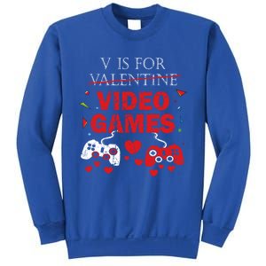 V Is For Video Games Funny Valentines Day Gamer Gift Sweatshirt