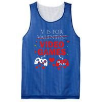 V Is For Video Games Funny Valentines Day Gamer Gift Mesh Reversible Basketball Jersey Tank