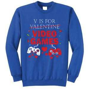 V Is For Video Games Funny Valentines Day Gamer Gift Tall Sweatshirt