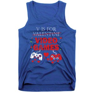 V Is For Video Games Funny Valentines Day Gamer Gift Tank Top