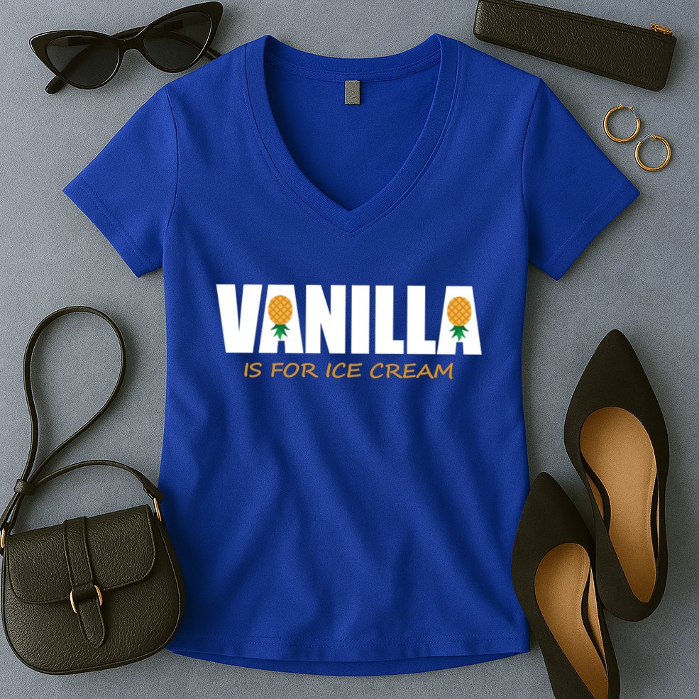 Vanilla Is For Ice Cream Upside Down Pineapple Swinger Theme Great Gift Women's V-Neck T-Shirt