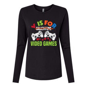 V Is For Video Games Funny Valentines Day Gamer Gift Womens Cotton Relaxed Long Sleeve T-Shirt