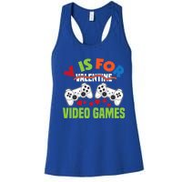 V Is For Video Games Funny Valentines Day Gamer Gift Women's Racerback Tank