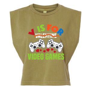 V Is For Video Games Funny Valentines Day Gamer Gift Garment-Dyed Women's Muscle Tee