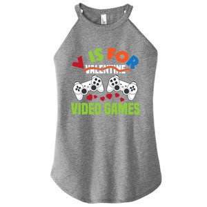 V Is For Video Games Funny Valentines Day Gamer Gift Women's Perfect Tri Rocker Tank