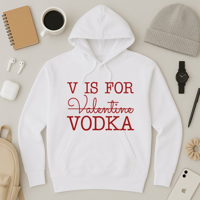 V Is For Vodka Funny Valentines Day Hoodie