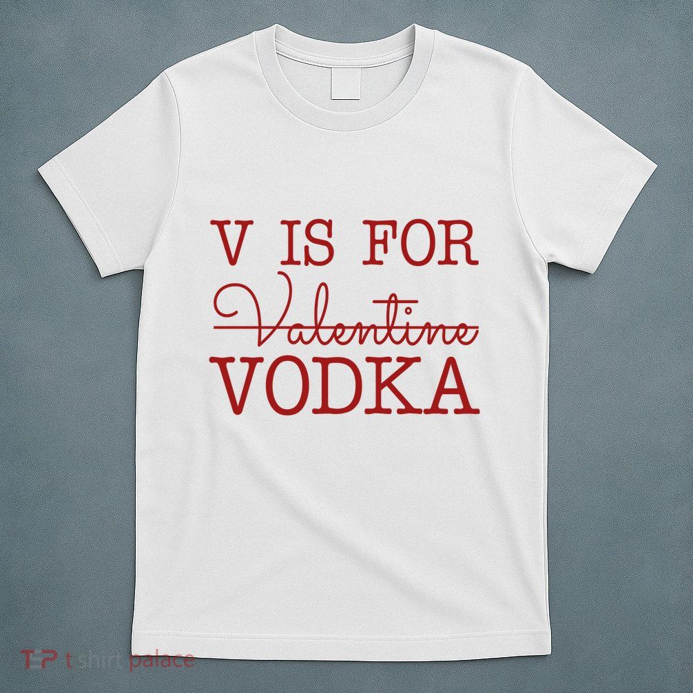 V Is For Vodka Funny Valentines Day T-Shirt