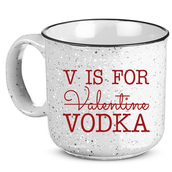 V Is For Vodka Funny Valentines Day 15oz Campfire Ceramic Mug