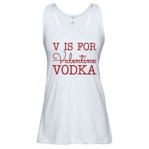 V Is For Vodka Funny Valentines Day Ladies Essential Flowy Tank