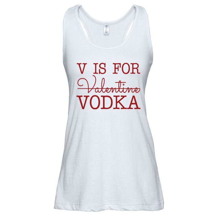 V Is For Vodka Funny Valentines Day Ladies Essential Flowy Tank