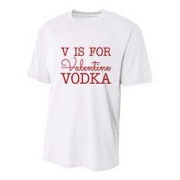 V Is For Vodka Funny Valentines Day Youth Performance Sprint T-Shirt