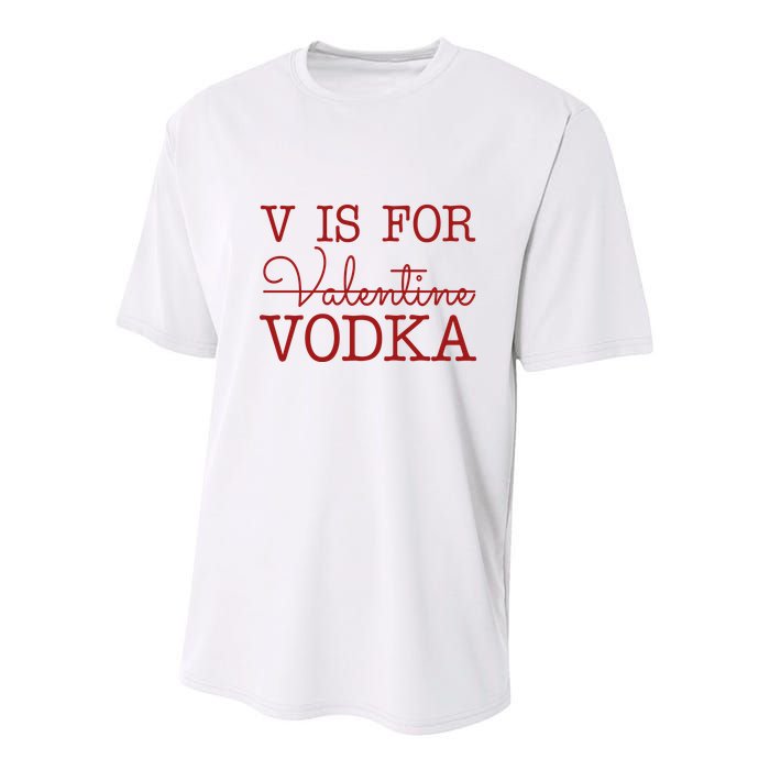 V Is For Vodka Funny Valentines Day Youth Performance Sprint T-Shirt