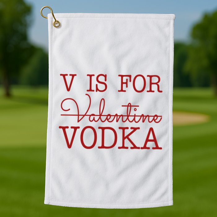 V Is For Vodka Funny Valentines Day Golf Towel