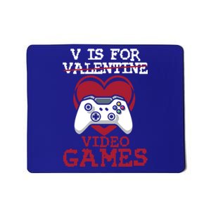 V Is For Video Games Funny Valentines Day Gamer Gift Mousepad