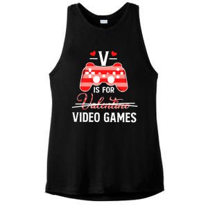 V Is For Video Games Funny Valentines Day Gamer Gift Ladies PosiCharge Tri-Blend Wicking Tank