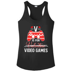 V Is For Video Games Funny Valentines Day Gamer Gift Ladies PosiCharge Competitor Racerback Tank