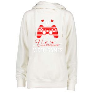 V Is For Video Games Funny Valentines Day Gamer Gift Womens Funnel Neck Pullover Hood