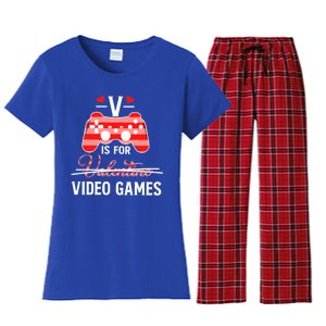 V Is For Video Games Funny Valentines Day Gamer Gift Women's Flannel Pajama Set