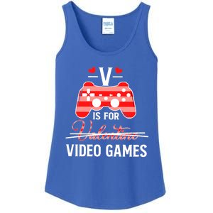 V Is For Video Games Funny Valentines Day Gamer Gift Ladies Essential Tank