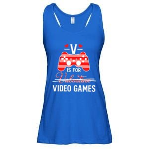 V Is For Video Games Funny Valentines Day Gamer Gift Ladies Essential Flowy Tank