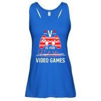 V Is For Video Games Funny Valentines Day Gamer Gift Ladies Essential Flowy Tank