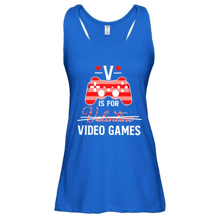 V Is For Video Games Funny Valentines Day Gamer Gift Ladies Essential Flowy Tank