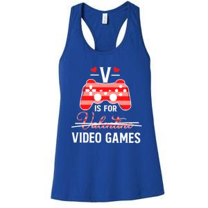 V Is For Video Games Funny Valentines Day Gamer Gift Women's Racerback Tank