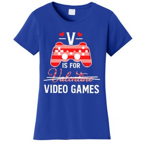 V Is For Video Games Funny Valentines Day Gamer Gift Women's T-Shirt