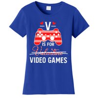 V Is For Video Games Funny Valentines Day Gamer Gift Women's T-Shirt