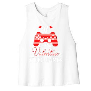 V Is For Video Games Funny Valentines Day Gamer Gift Women's Racerback Cropped Tank