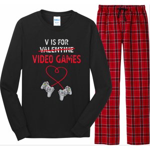 V Is For Valentine Video Games Gift For Gamers Him Or Her Long Sleeve Pajama Set