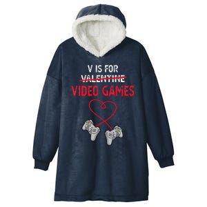 V Is For Valentine Video Games Gift For Gamers Him Or Her Hooded Wearable Blanket