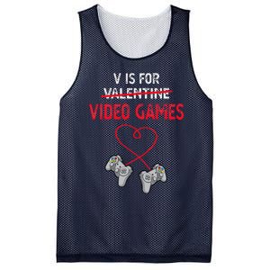 V Is For Valentine Video Games Gift For Gamers Him Or Her Mesh Reversible Basketball Jersey Tank