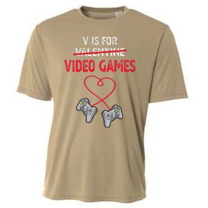 V Is For Valentine Video Games Gift For Gamers Him Or Her Cooling Performance Crew T-Shirt