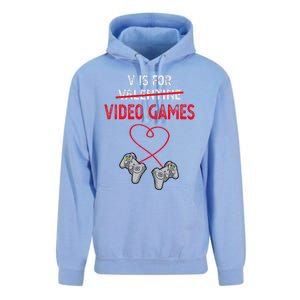 V Is For Valentine Video Games Gift For Gamers Him Or Her Unisex Surf Hoodie