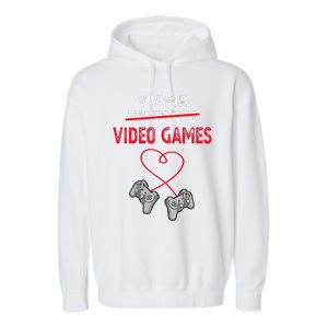 V Is For Valentine Video Games Gift For Gamers Him Or Her Garment-Dyed Fleece Hoodie