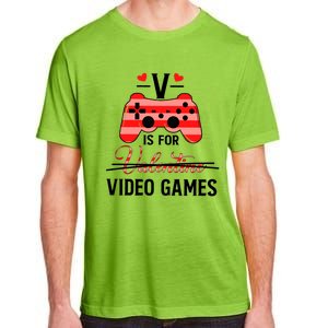 V Is For Video Games Funny Valentines Day Gamer Gift Adult ChromaSoft Performance T-Shirt