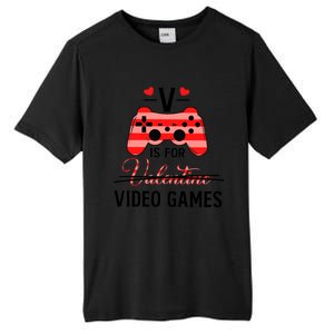 V Is For Video Games Funny Valentines Day Gamer Gift Tall Fusion ChromaSoft Performance T-Shirt