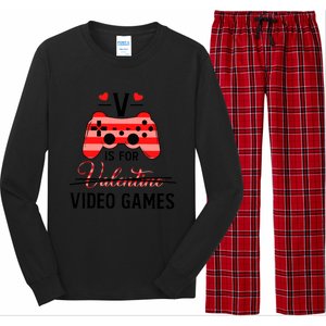 V Is For Video Games Funny Valentines Day Gamer Gift Long Sleeve Pajama Set