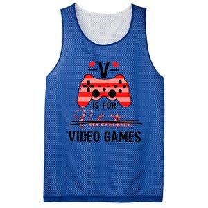 V Is For Video Games Funny Valentines Day Gamer Gift Mesh Reversible Basketball Jersey Tank