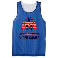 V Is For Video Games Funny Valentines Day Gamer Gift Mesh Reversible Basketball Jersey Tank