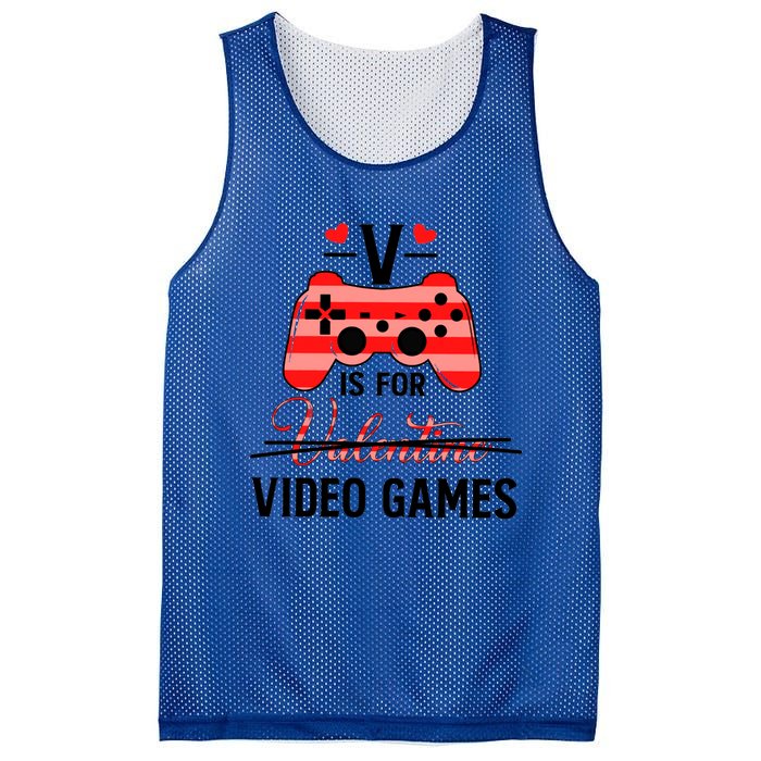 V Is For Video Games Funny Valentines Day Gamer Gift Mesh Reversible Basketball Jersey Tank