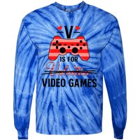 V Is For Video Games Funny Valentines Day Gamer Gift Tie-Dye Long Sleeve Shirt